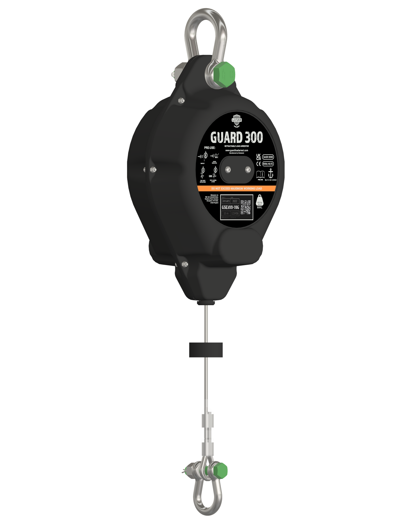 Guard 300kg SWL Load Arrestor Blocks - Stainless Steel Rope 10m 300kg