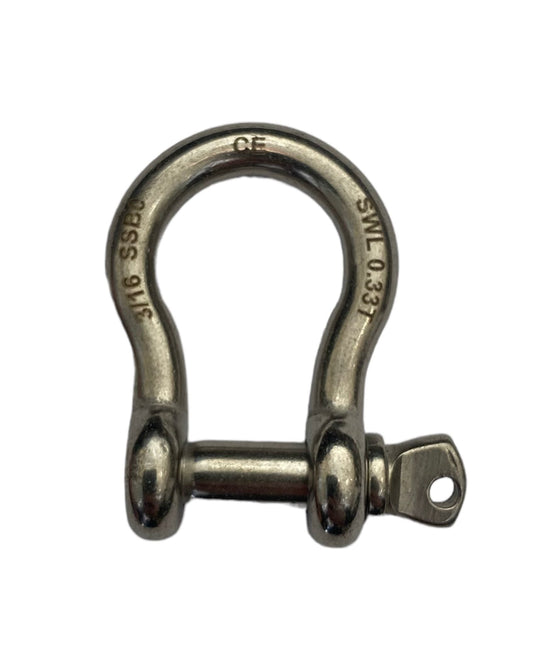 Load Rated Stainless Steel Screw Pin Bow Shackle 3/16" | 0.33t