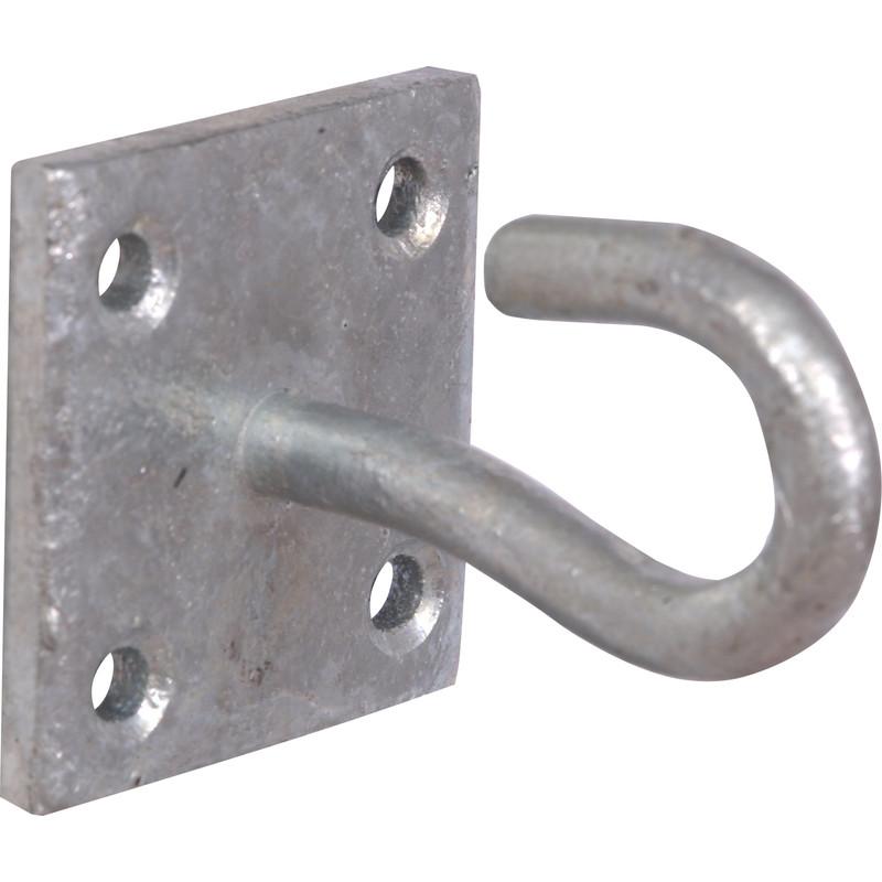 Galvanised Hook on Plate 50x50mm