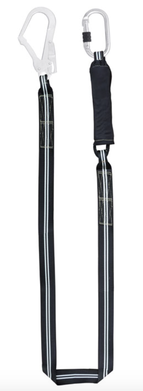 1m or 1.5m or 2m Flame Resistant Shock Absorbing Single Webbing Lanyard with Scaff Hook 1m