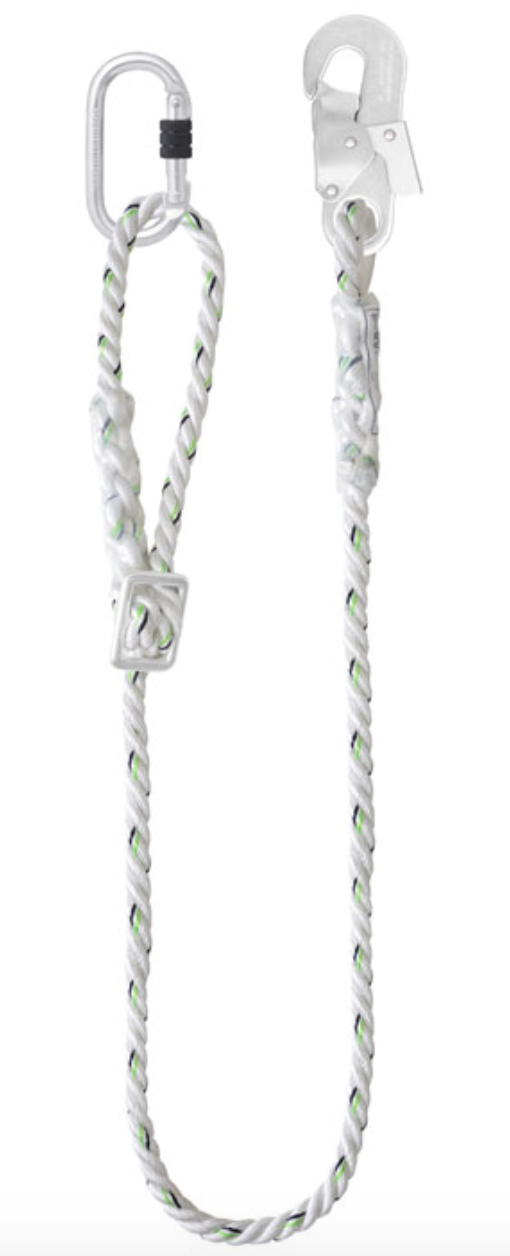 Kratos - 2m Adjustable Work Positioning Twisted Rope Lanyard 2m