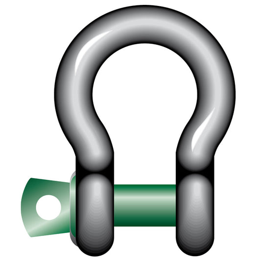 Green Pin Grade 6 Standard Bow Shackles with Screw Collar Pin 2.0t x 10
