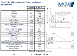 Pfaff HU ES 10 B Scissor Pallet Truck – Electric Hydraulic Lift