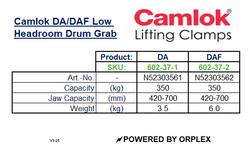 Camlok DAF Low Headroom Drum Grab – Adjustable Arms