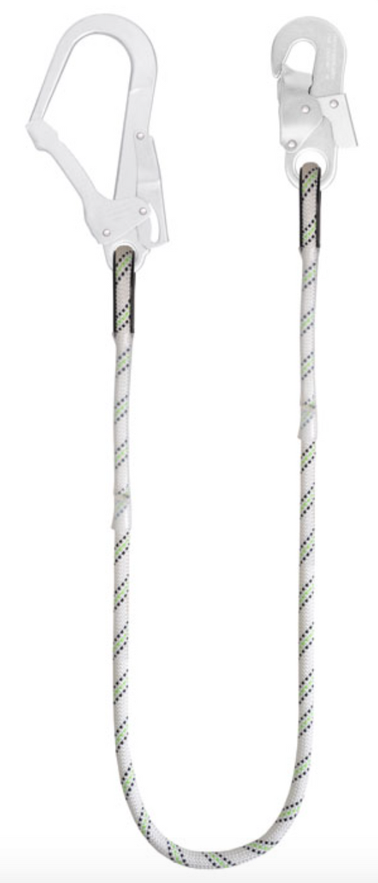 1m or 1.5m or 2m Restraint Kernmantle Rope Lanyard - 11mm Diameter - Scaff Hook 1 End, Snap Hook Other 2.0m