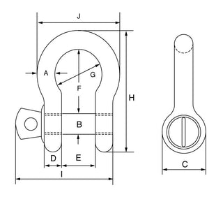 Green Pin Grade 6 Bow Shackles with Screw Collar Pin