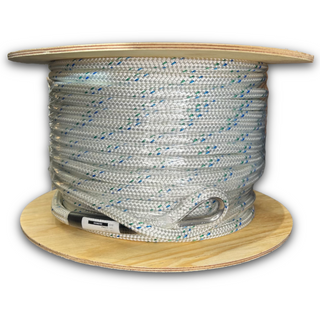 10mm Polyester Pulling Rope - (PE -3,250 kg)(SGE -2,925 kg) - Double Braid (White/Blue)
