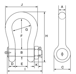 Green Pin Grade 8 Heavy Duty Bow Shackle with Safety Nut & Bolt Pin