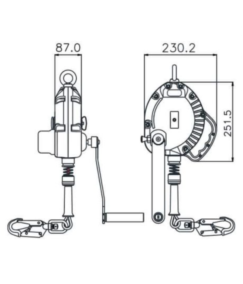 Kratos- 10m Olympe Wire Rope Fall Arrest Block c/w Integrated Recue Winch