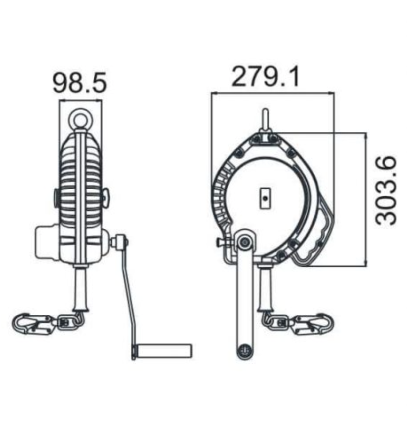 Kratos - 20m Olympe Wire Rope Fall Arrest Block c/w Integrated Rescue Winch