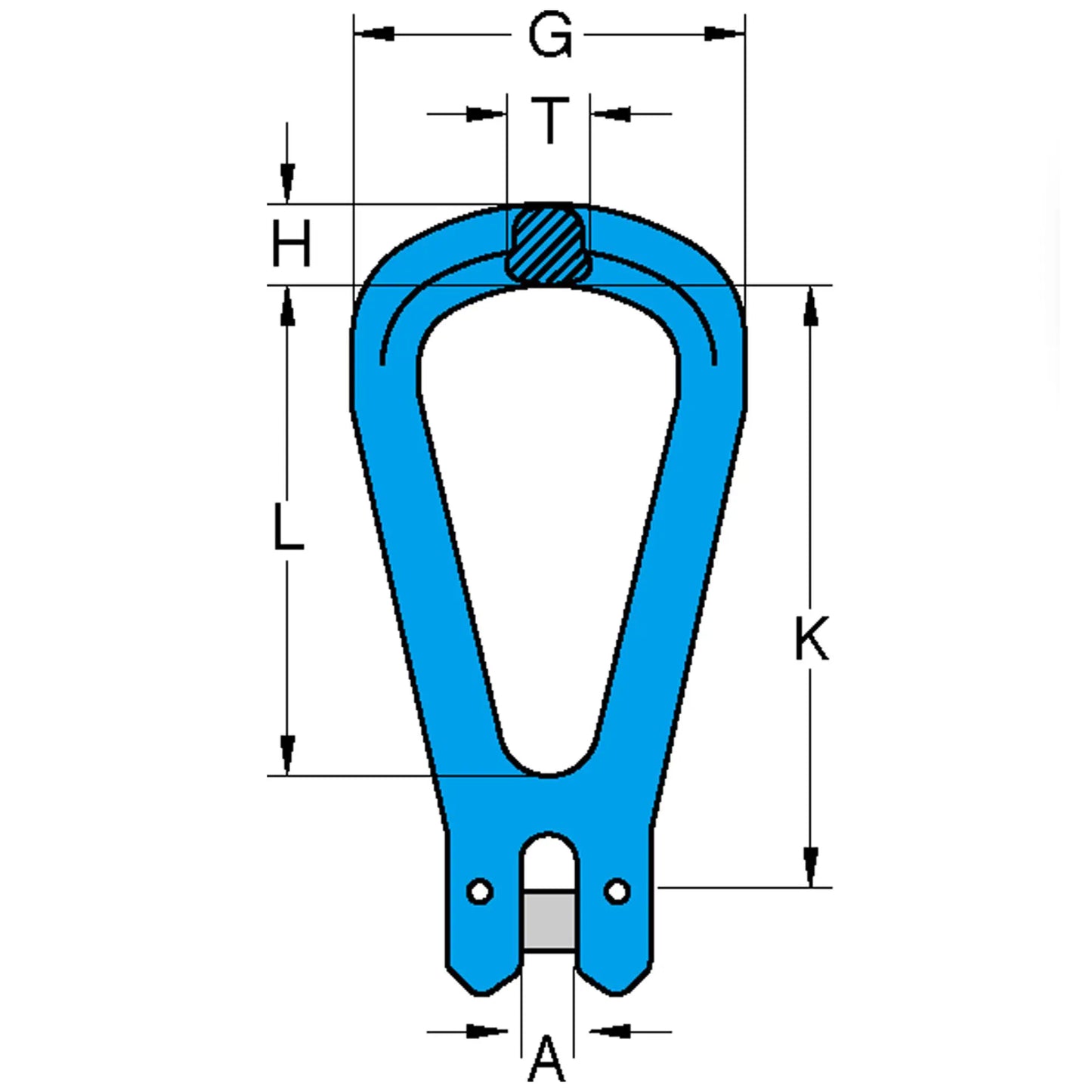 YOKE Grade 100 Clevis Master/Reevable Egg Link Dimensions