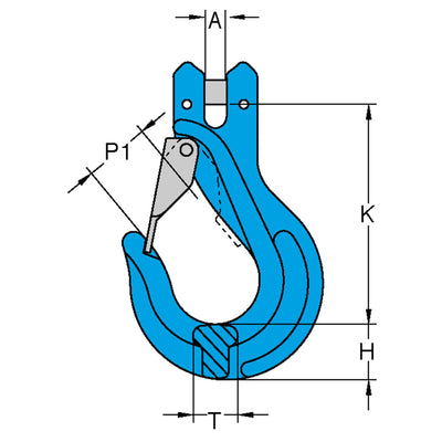 YOKE Grade 100 Clevis Sling Latch Hook Dimensions