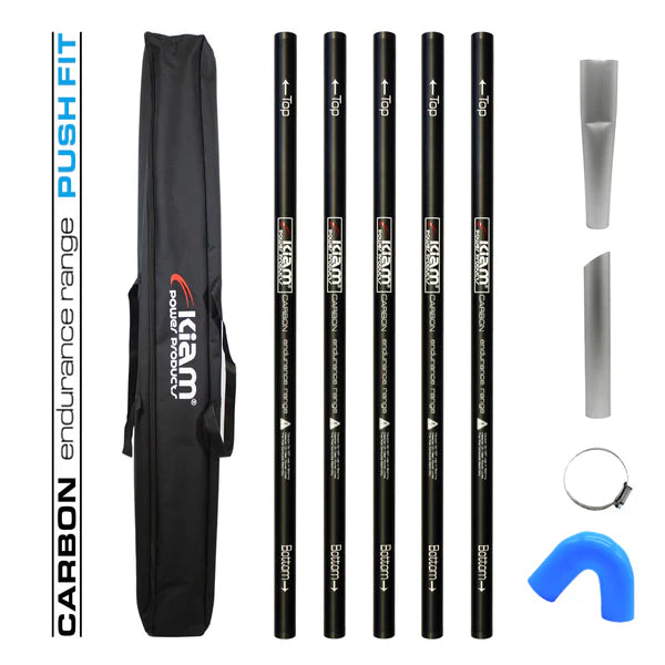 CARBON Fibre Endurance Range Push-fit Gutter Vacuum Pole Kit - (51mm Diameter) 20ft-40ft Kits 40ft (12m) Kit