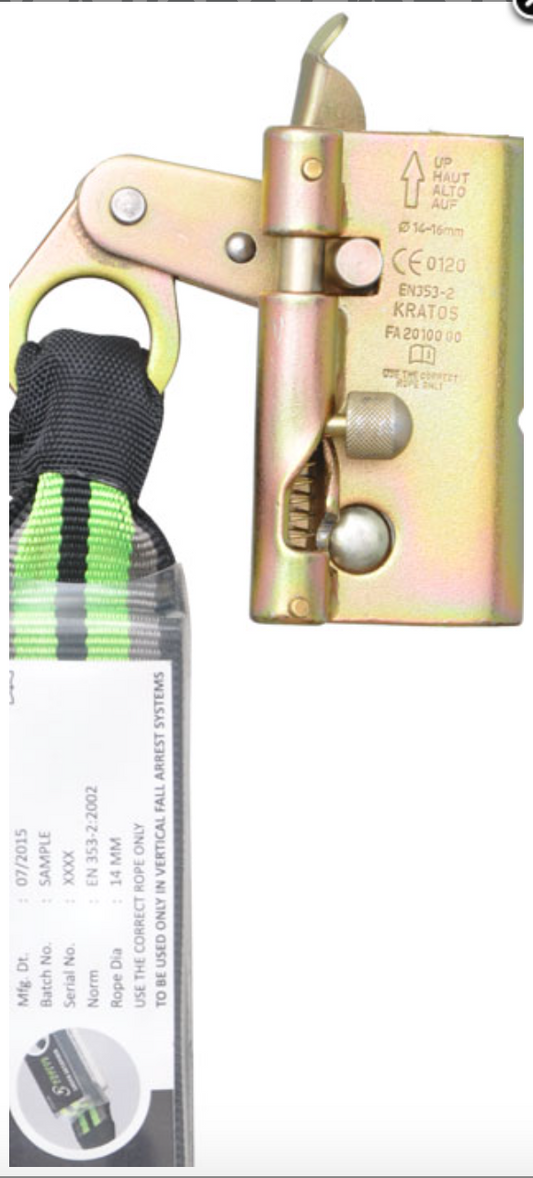 Kratos - Lofty-A Rope Grab Fall Arrester to suit 14-16 mm Dia Rope 14-16mm Twisted Rope
