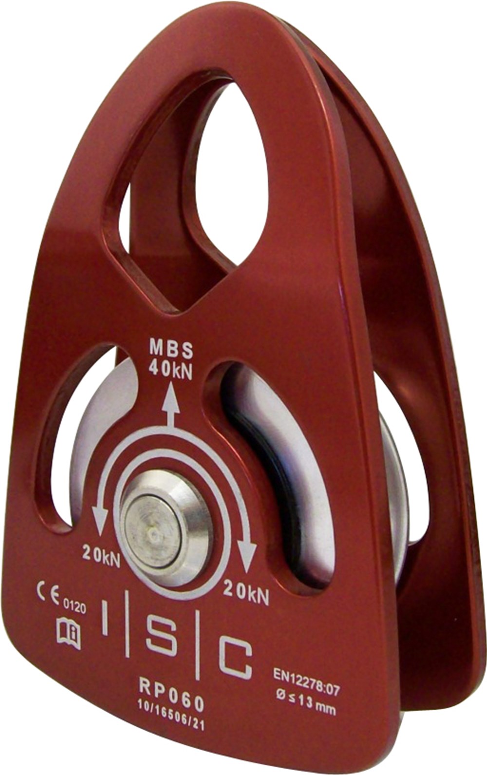 ISC Small Single Prussik Pulley - Aluminium - MBS 40kN - Max Rope Dia 13mm Roller Bearing