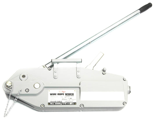 Wire Rope Puller TRPA with Aluminium Casing - 3200kg Lift 3200kg - Pulling 4800kg with 40m of Wire Rope