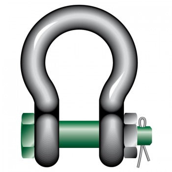 Green Pin Grade 6 Bow Shackles with Bolt and Safety Nut 85.0t