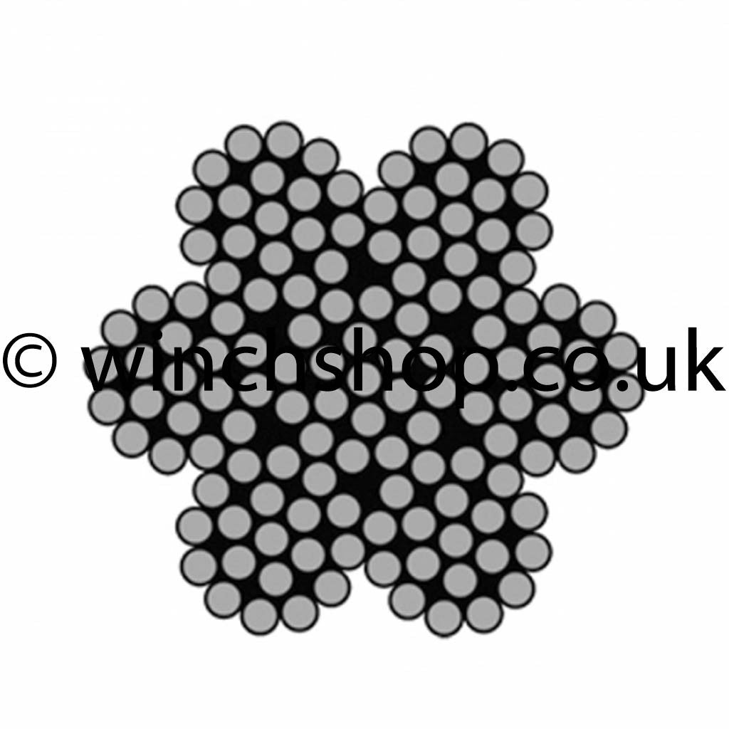 3mm DIA 7 x 19 Galvanised Wire Rope, 10 metres long with Soft Eye