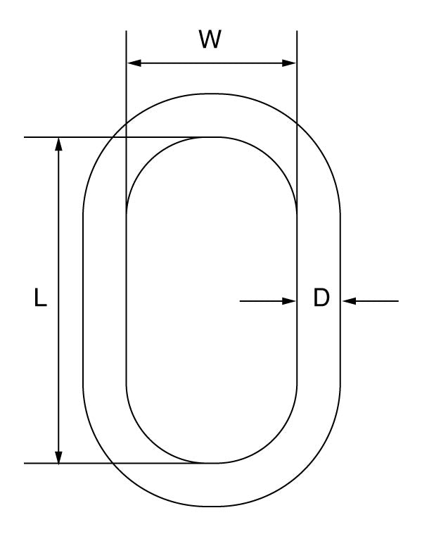 Technical Drawing showing dimensions labelled of KITO Grade 8 DNV Master Link - F