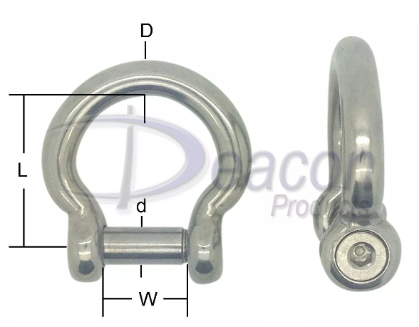 Stainless Steel Hexagon Socket Countersunk Pin Bow Shackle (166-16)