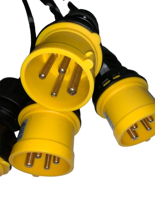 Soca Break Out Control - 1 x Soca Female to 4 x 4 Pin 16A 110V Yellow CeeForm Male Splitter