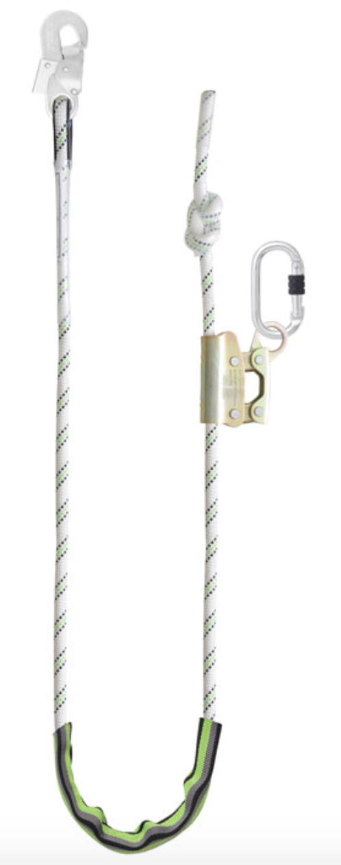 Kratos - 2m or 4m Adjustable Work Positioning Grip 12mm Kernmantle Rope Adjusting Lanyard