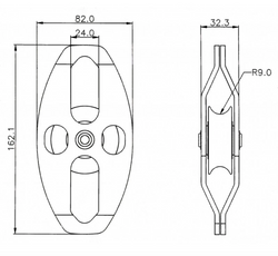 Kratos - Stainless Steel Pulley with Moveable Flanges (Double Attachment)