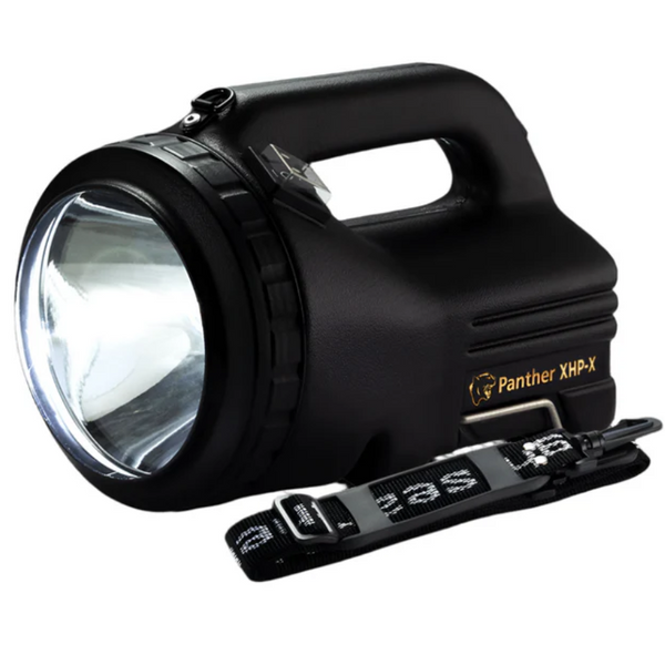 Black NightSearcher Panther XHP-X rechargeable searchlight