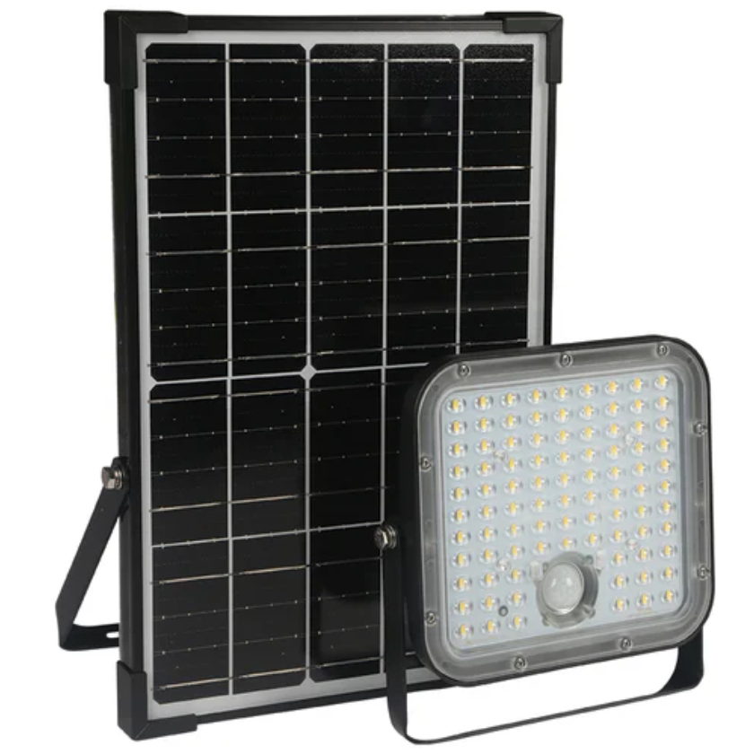 NexSun Juniper Black Solar Floodlight and Solar Panel