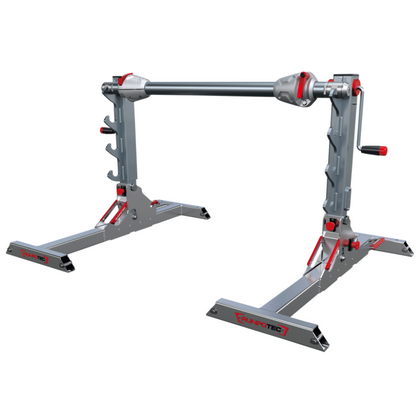 RUNPOTEC Silver and red  RUNPOLIFTER 4500 – 4.5t Cable Drum Lifter