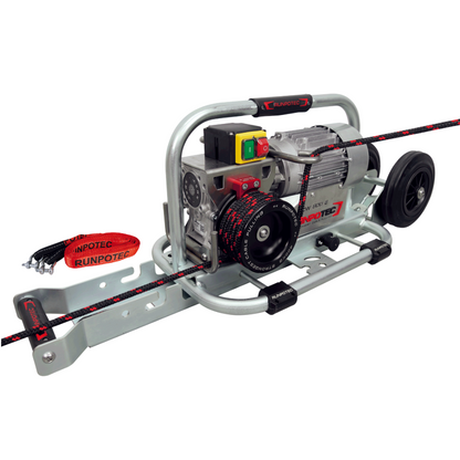 RUNPOTEC - 230V Capstan Winch CW 800 E Including Steel Trolley Mounting Rail And Strap - Max Pulling Force 800kg