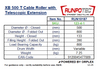 Table of Specifications for XB 500 T Cable Roller with Telescopic Extension
