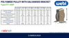 Technical Specifications table for WEBI White Polyamide (Nylon) Pulley with Galvanised Bracket ETT-156P
