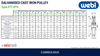 Technical Specifications Table for WEBI Galvanised Cast Iron Single Pulley, Type ETT-74