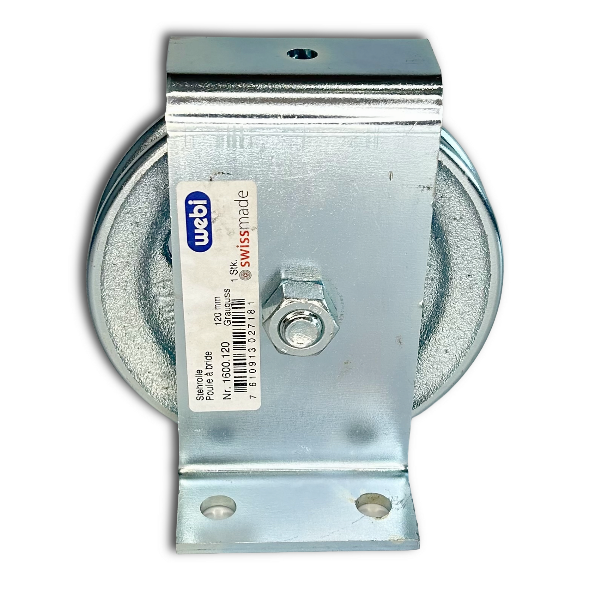 WEBI Galvanised cast iron pulley with pressed steel bracket, Type ETT-160