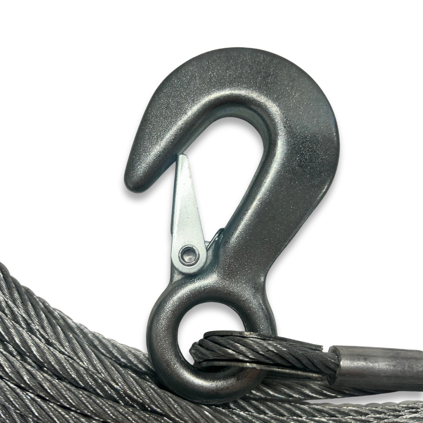Safety Hook on Pre cut 7 x 19 Galvanised Wire Rope  for Tiger BHW Winches
