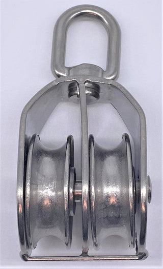 Stainless Steel AISI 316 Double Pulley Block with Swivel Eye