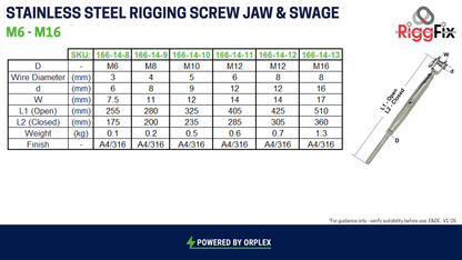 Stainless Steel Rigging Screw Jaw & Swage