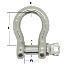 RiggFix Load Rated Stainless Steel Screw Pin Bow Shackle