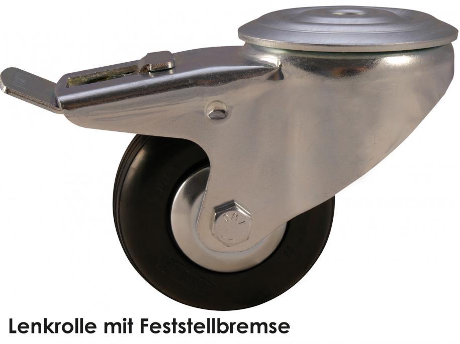 RUNPOTEC Silver and Black Castor with Parking Brake for PRO 530/670 Cable Drum Rollers