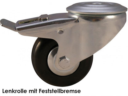 RUNPOTEC Silver and Black Castor with Parking Brake for PRO 530/670 Cable Drum Rollers