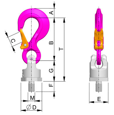 RUD - PP-S PowerPoint® Universal connection, metric thread Diagram of Dimensions