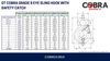 Technical Specifications table for GT Cobra Grade 8 Eye Sling Hook with Safety Catch