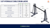 Technical specification sheet for 3.0T Hydraulic Cable Drum Jacks, featuring a table of dimensions and weight on the left and a labeled 3D rendering of the jack assembly on the right.