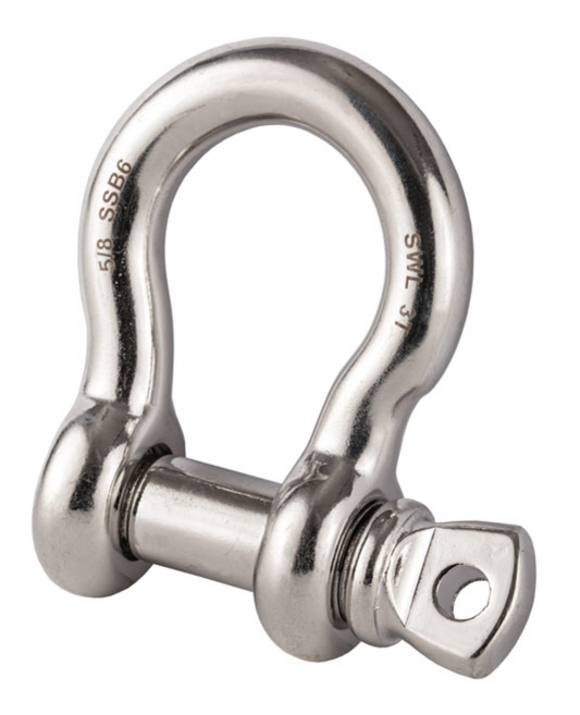 Stainless Steel Load Rated Screw Collar Pin Bow Shackle 3.0t