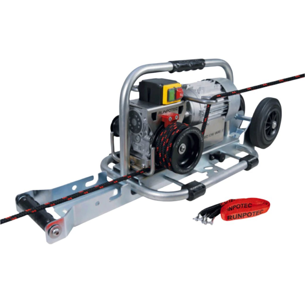 RUNPOTEC - 230V Capstan Winch CW 800 E Including Steel Trolley Mounting Rail And Strap - Max Pulling Force 800kg