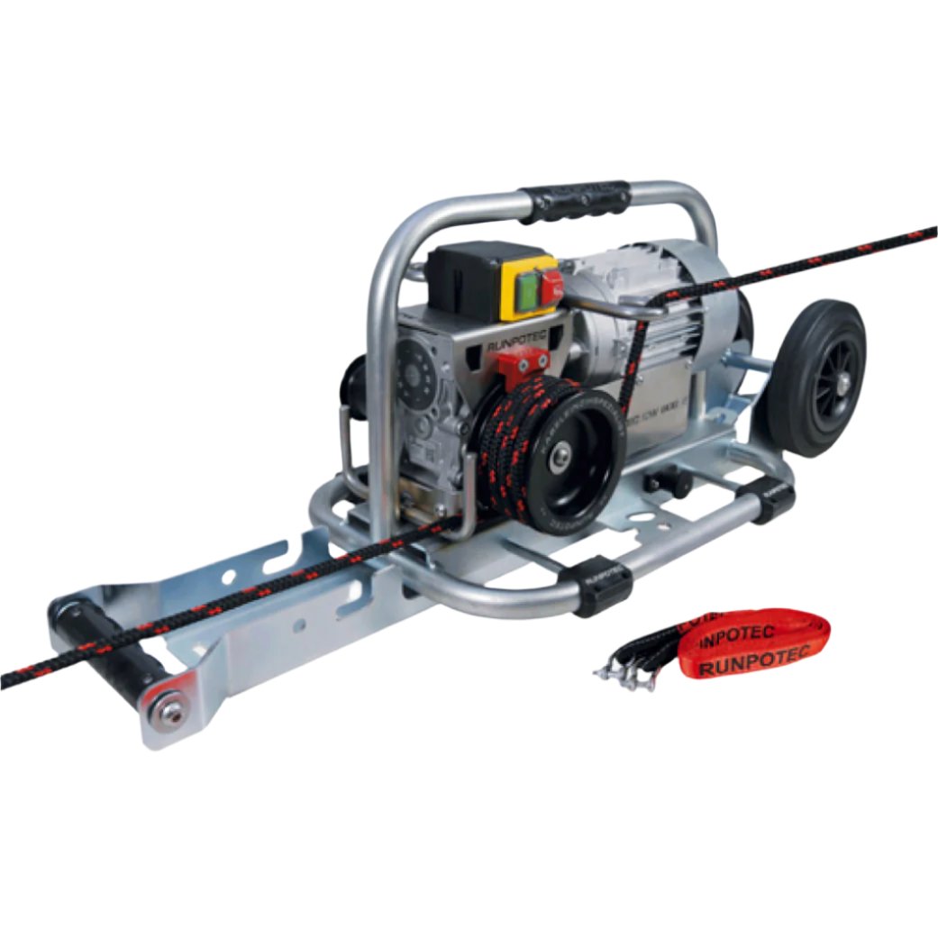 RUNPOTEC - 230V Capstan Winch CW 800 E Including Steel Trolley Mounting Rail And Strap - Max Pulling Force 800kg