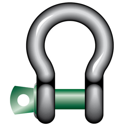 Green Pin Grade 6 Standard Bow Shackles with Screw Collar Pin