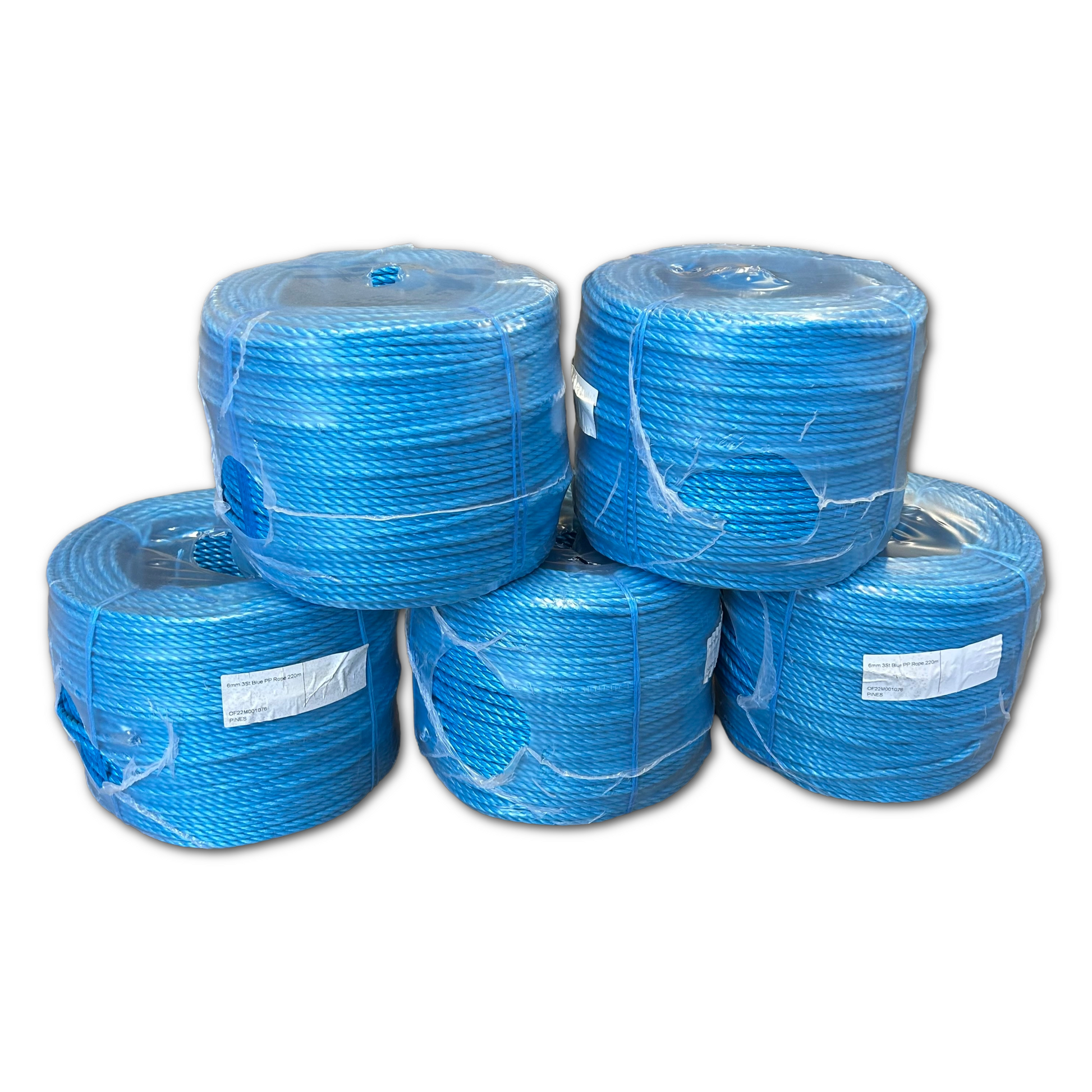 5 x 220m Coils of 6mm Blue Polypropylene Rope