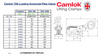 Table of Dimensions and Technical drawing for Yellow Camlok THS Loading Horizontal Plate Clamp